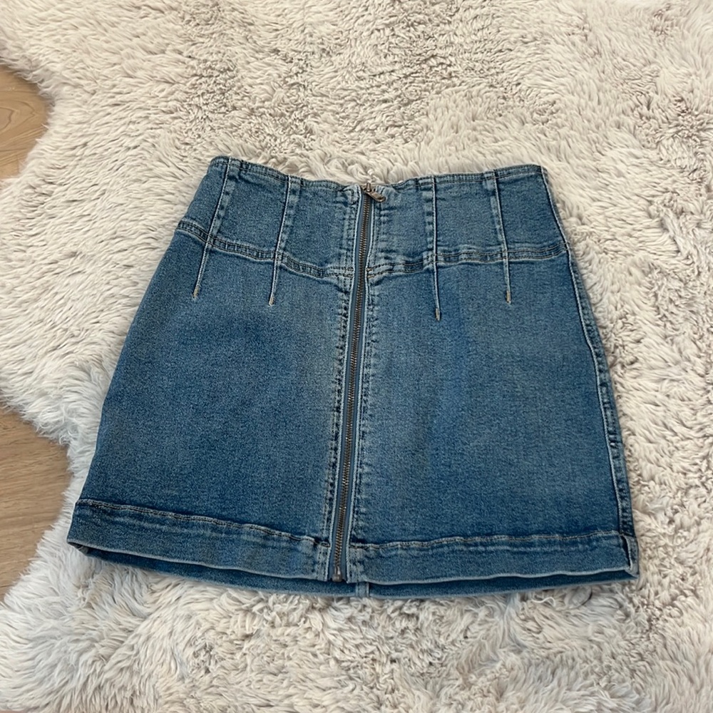 we the free mini zip up jean skirt